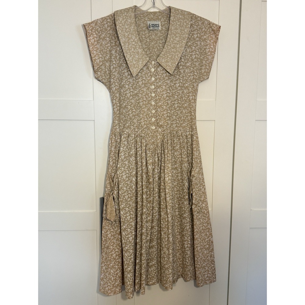Vintage‎ Vtg Seneca 70s White Cream Lace Ruched Cottage Core Party Dress Sz 5/6